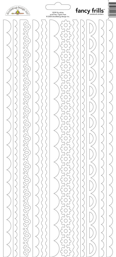 Doodlebug, Fancy Frills Stickers, Lily White Pre-order