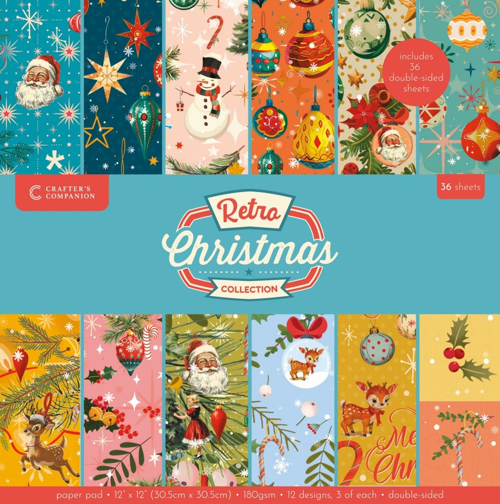 Crafter's Companion, 12x12 Paper Pad, Retro Christmas