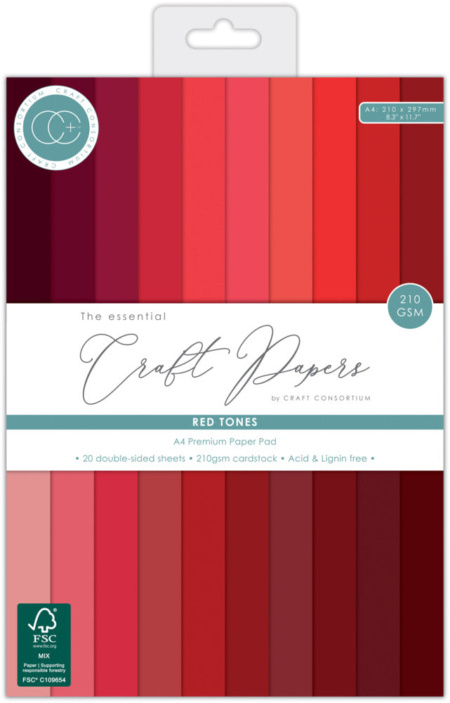 Craft Consortium, A4 Premium Cardstock Pad, Red Tones