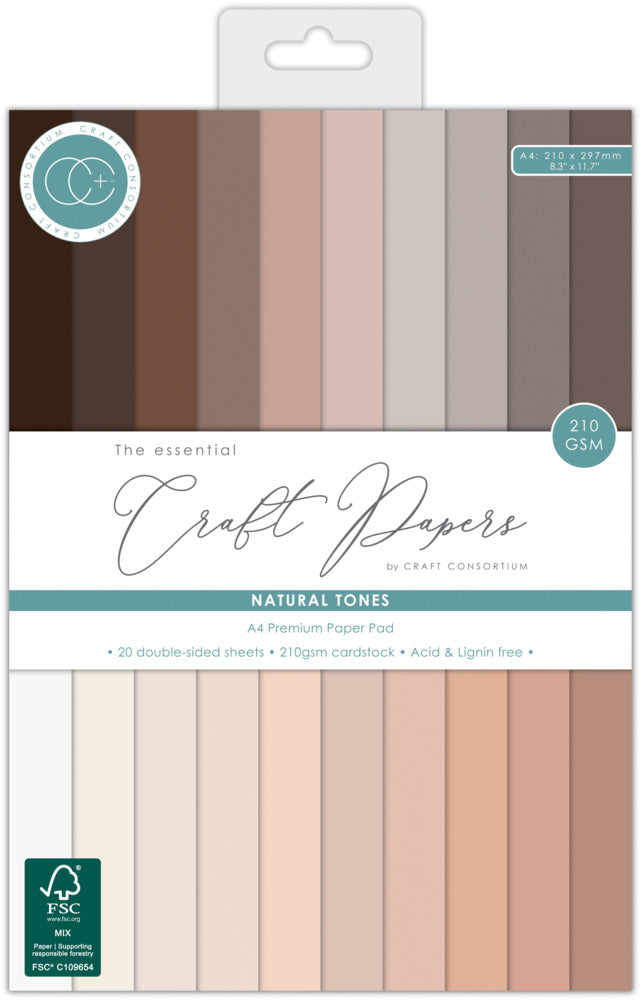 Craft Consortium, A4 Premium Cardstock Pad, Natural Tones