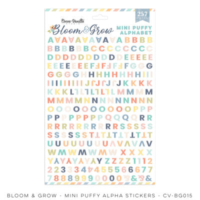 Cocoa Vanilla; Bloom & Grow; Mini Puffy Alphabet Stickers