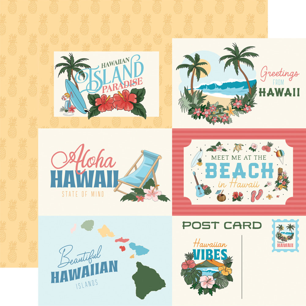 Echo Park,  Carta Bella, 12X12 Patterned Paper, Hawaii - 6x4 Journaling Cards