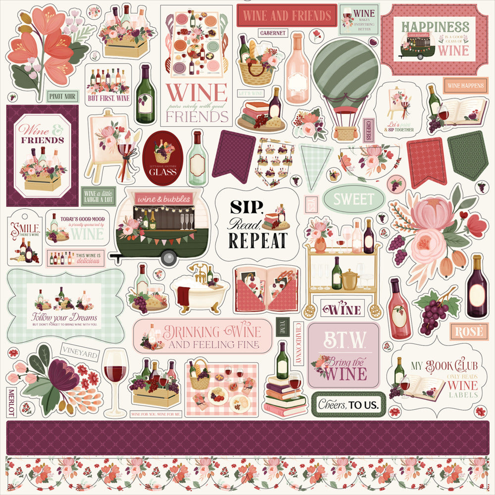 Simple Stories, 12X12 Element Sticker Sheet, Wine