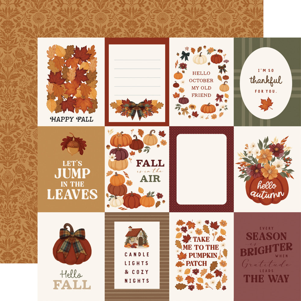 Echo Park, 12X12 Patterned Paper, Here Comes Autumn - 3x4 Journaling Cards