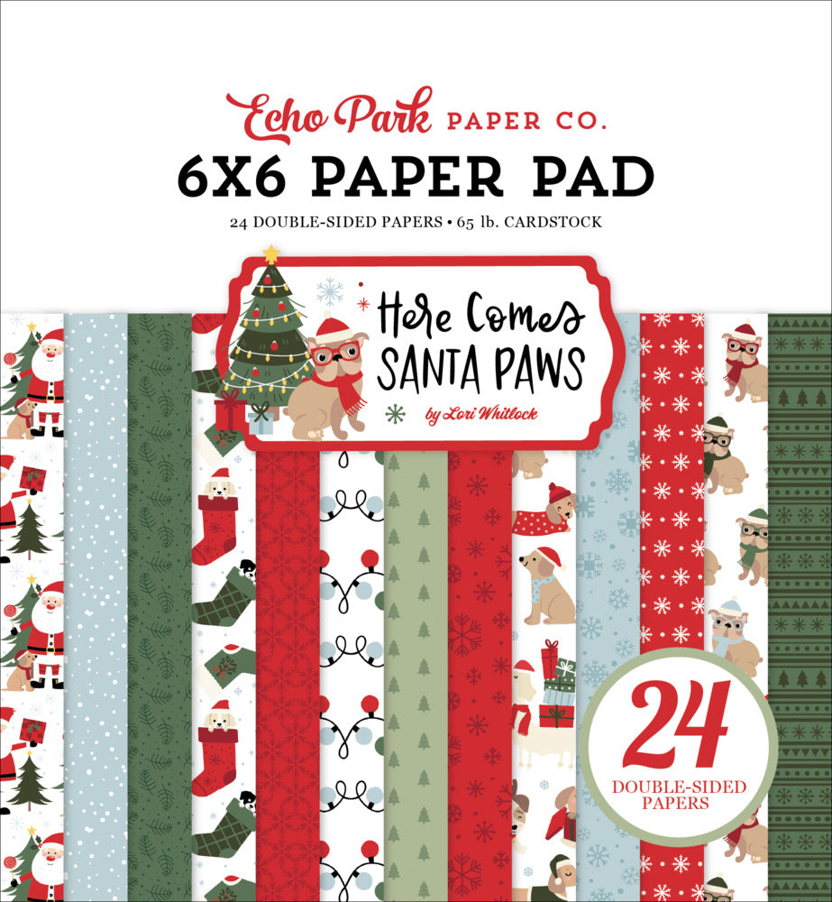 Echo Park, 6X6 Paper Pad, Here Comes Santa Paws
