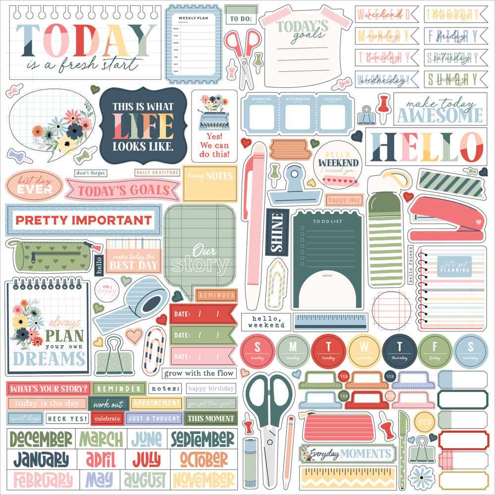 Echo Park, 12X12 Element Sticker Sheet, One Day at a Time