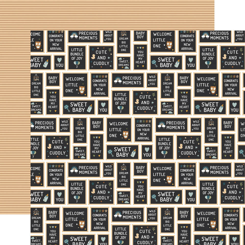 Echo Park, 12X12 Patterned Paper, Special Delivery Baby Boy - Baby Boy Signs