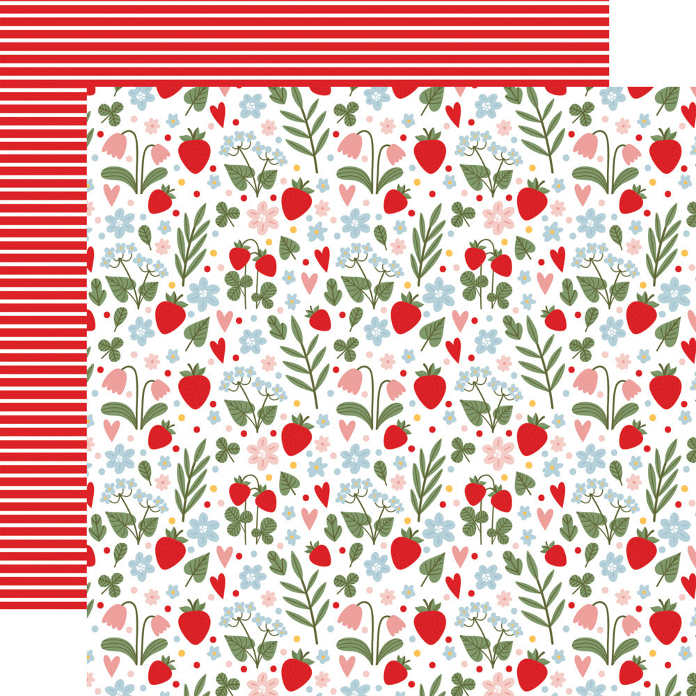 Echo Park, 12X12 Patterned Paper, Strawberry Fields - Garden Berries
