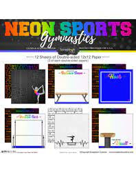 Scrapbook Customs, Neon Sports, Gymnastics Paper Pack