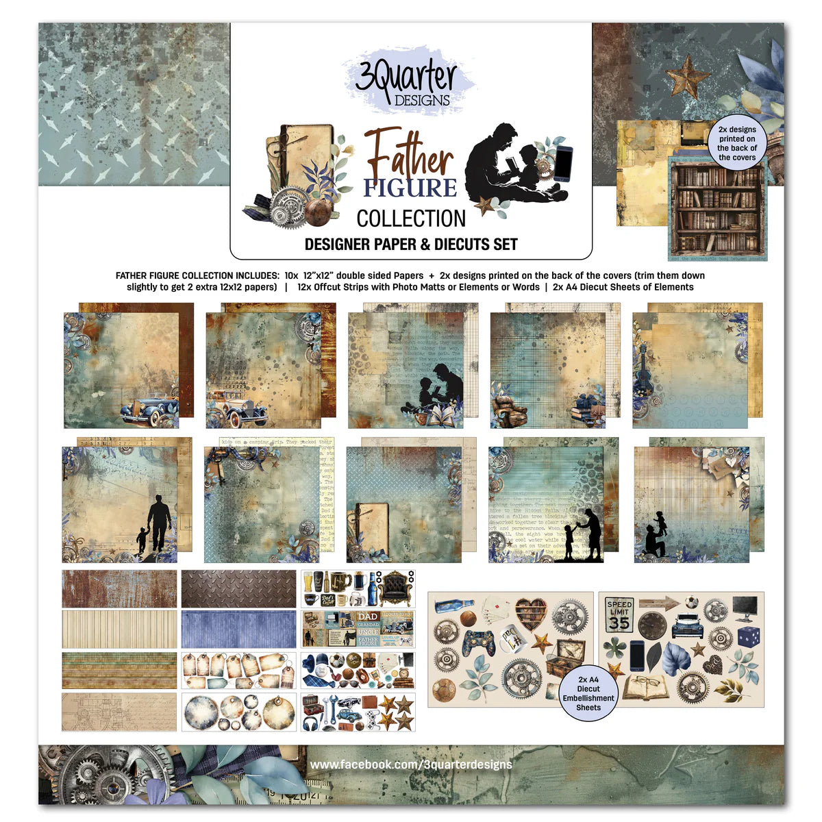 3 Quarter Designs, Father Figure Paper Pack