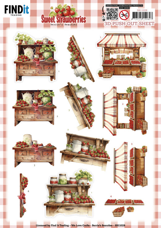 Find It, Berries Beauties 3D Push Out, Sweet Strawberries - Strawberry Sale 11028