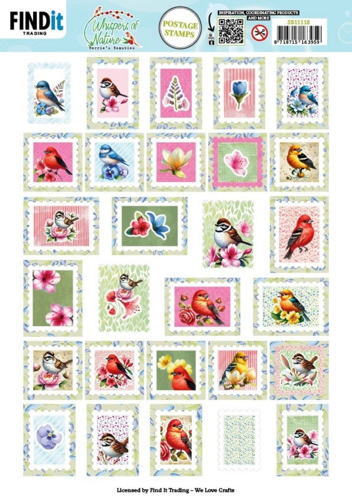 Berries Beauties, 3D Push Out Sheet, Whispers of Nature - Postage Stamps SB11118