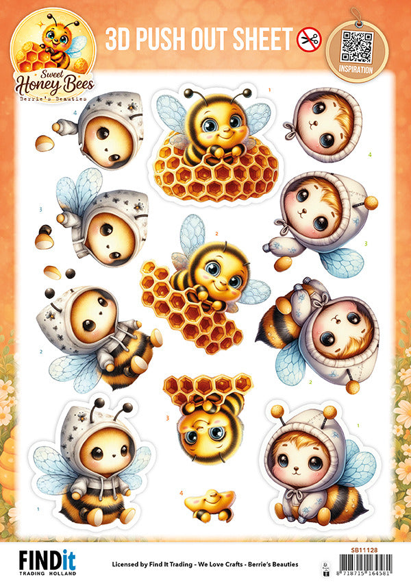 Find It,Berries Beauties 3D Push Out Sheet, Sweet Honey Bees - Honeycomb Friends Pre-order