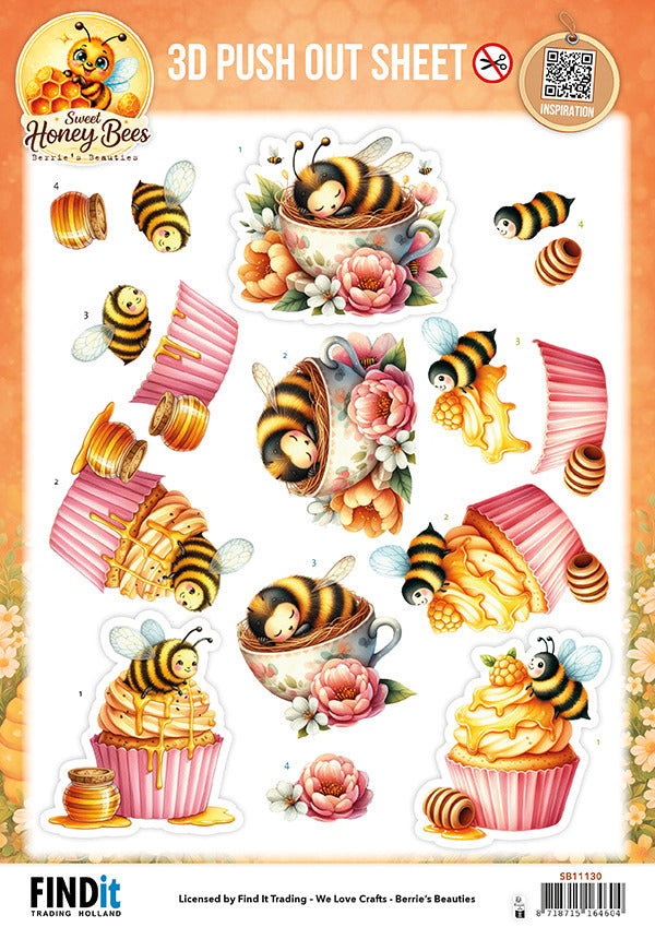 Find It, Berries Beauties 3D Push Out Sheet, Sweet Honey Bees - Honey Bee Delights  Pre-order