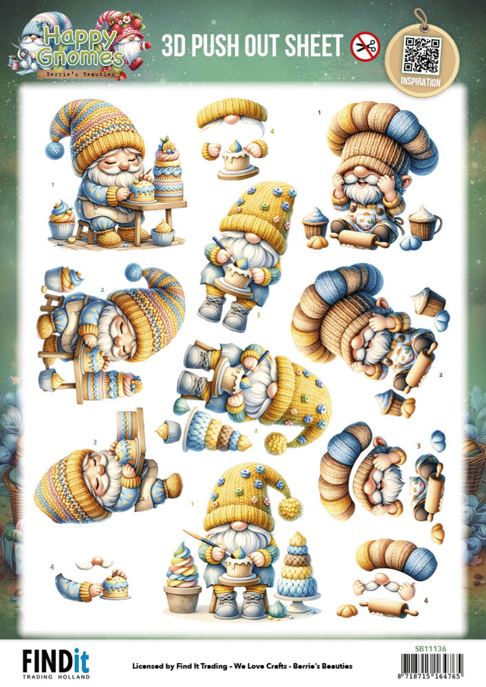 Find-It, 3D Push Out Sheet, Happy Gnomes - The Tiny Baker Pre-order