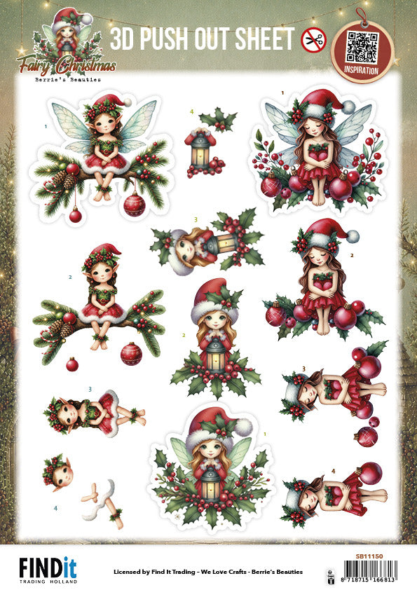 find It,Berries Beauties 3D Push Out Sheet, Fairy Christmas - Christmas Fairy Pre-order