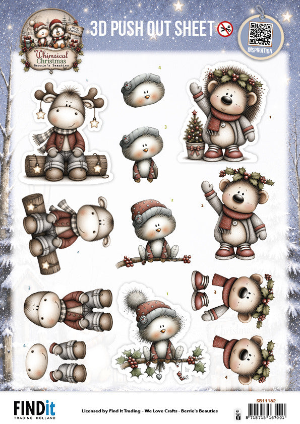 Find it, Berries Beauties 3D Push Out Sheet, Whimsical Christmas - Furry Friends Pre-order