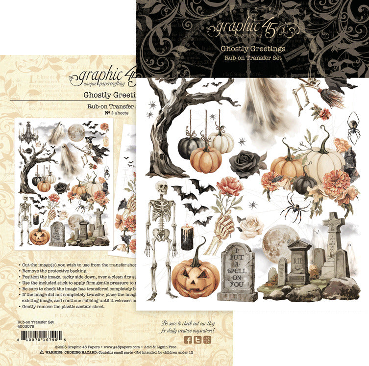 Graphic 45, Rub-on Transfers, Ghostly Greetings