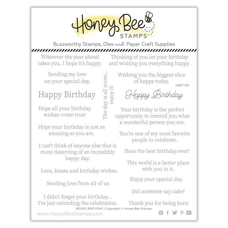 Honeybee Stamps, Clear Stamp, Inside: Birthday Sentiments