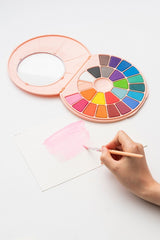 HIMI, Solid Watercolor Paint Set, 24 Colors in Pans & Paint Brush, Pink Case