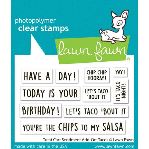 Lawn Fawn, Clear Stamp, Treat cart Sentiment Add-on Tacos