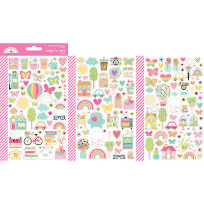 Doodlebug, Hello Again, Mini Icon Sticker Sheets