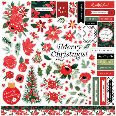 Carta Bella, Christmas Flora, Merry Sticker Sheet