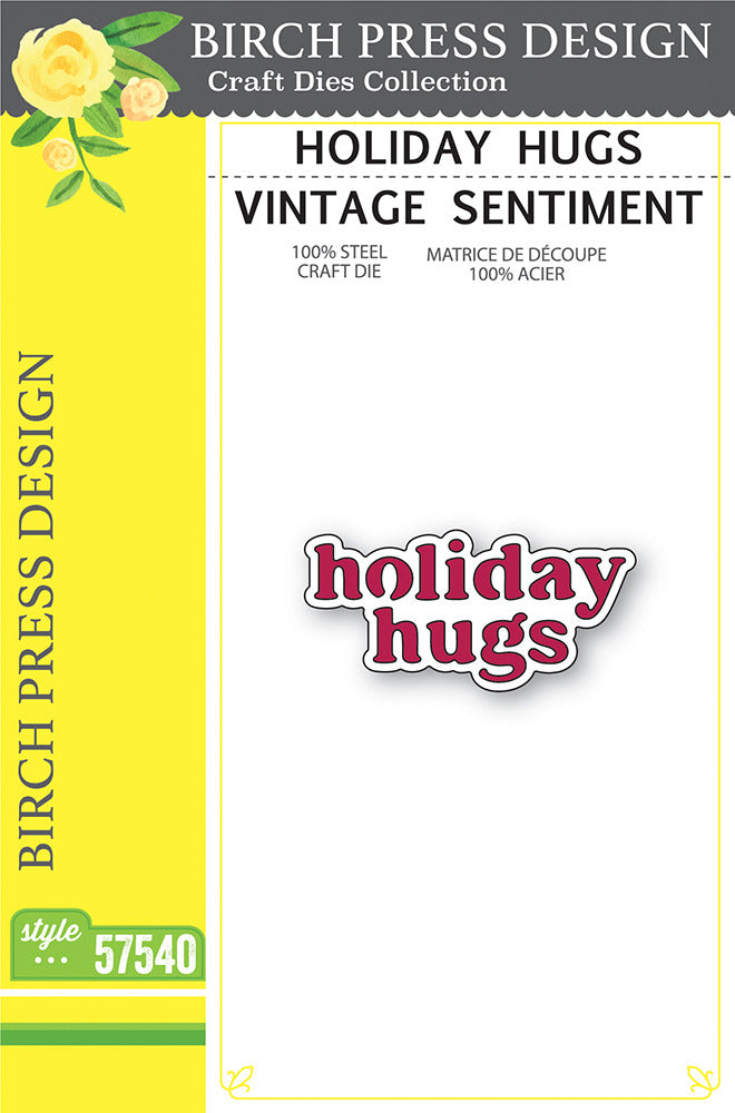 Birch Press, Holiday Hugs Vintage Sentiment Die Cut