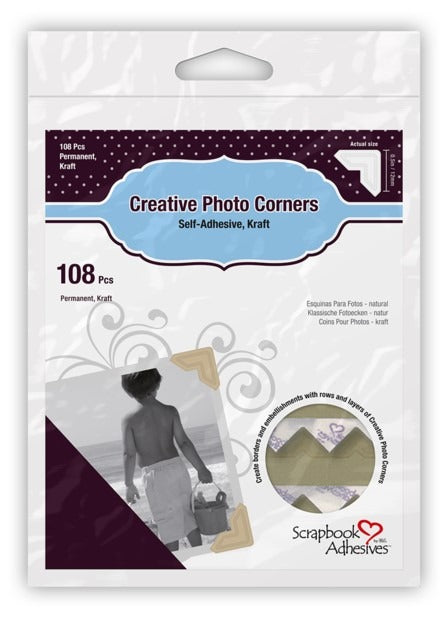 Scrapbook Adhesives, Creative Photo Corners, Kraft