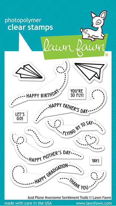 Lawn Fawn, Just Plane Awesome Sentiments Trails Stamp Set