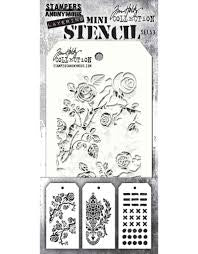 Stampers Anonymous Layering Stencil Set,  Mini Stencil Set 53