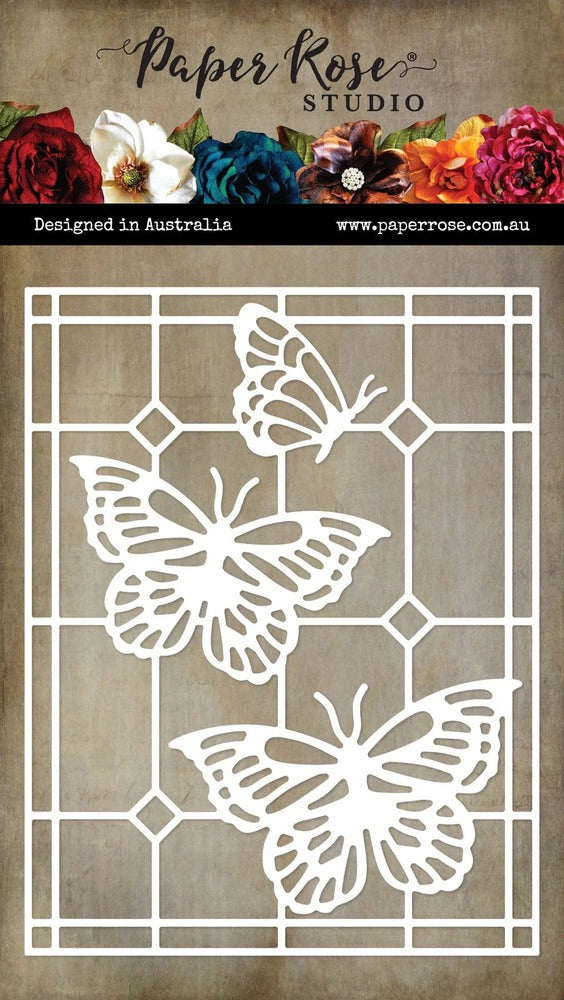 Paper Rose, Alora Butterfly Stained Glass Coverplate Metal Die Cut