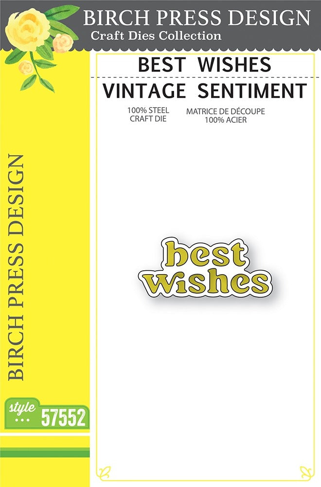 Memory Box, Best Wishes  Vintage Sentiment Die Cut