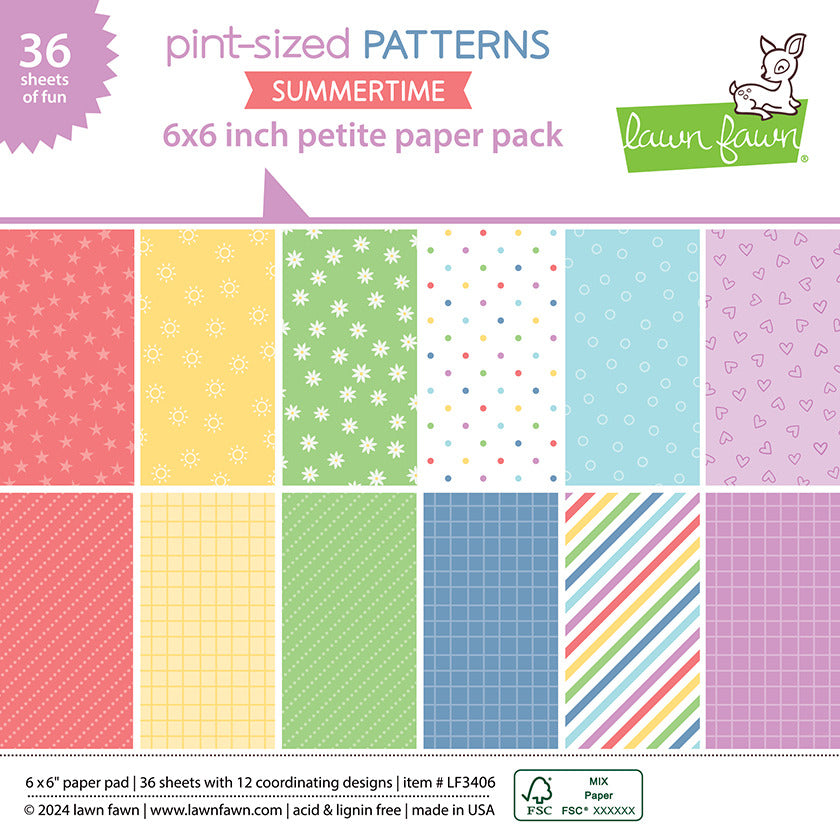 Lawn Fawn, Pint Sized Patterns Summertime 6x6 Paper Pad