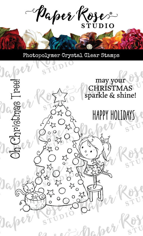 Paper Rose; O Christmas Tree Stamp