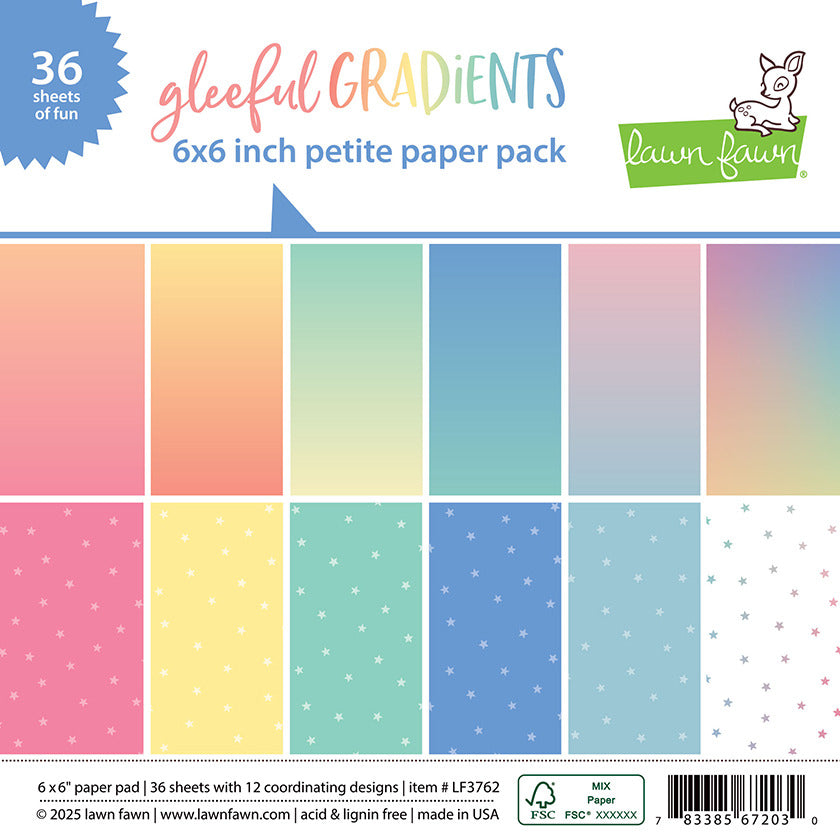 Lawn Fawn, Gleeful Gradients 6x6 Paper Pack