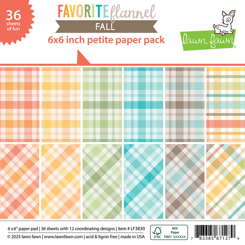 Lawn Fawn, 6X6 Petite Paper Pack, Favorite Flannel Fall