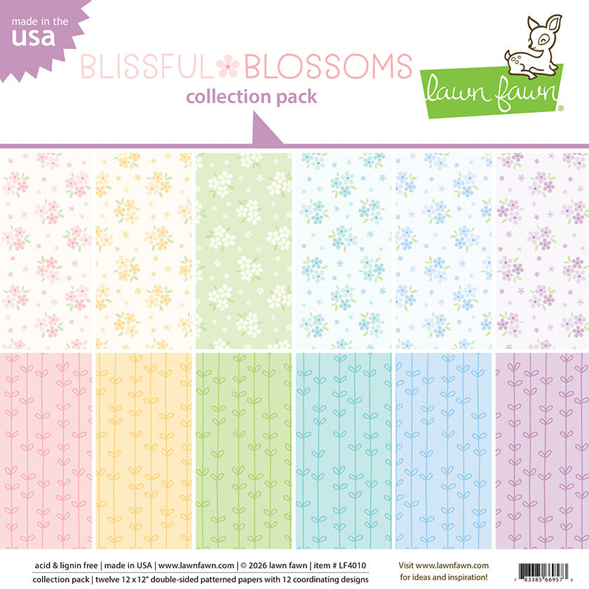Lawn Fawn, Blissful Blossoms 12x12 Paper Pack