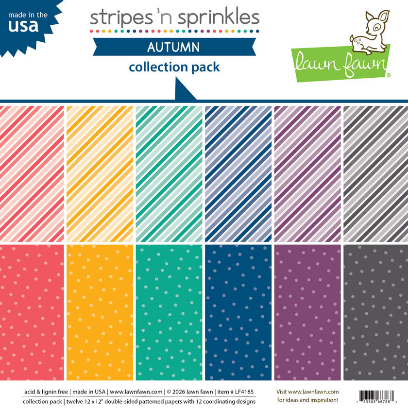 Lawn Fawn, 12X12 Collection Pack, Stripes 'n Sprinkles Autumn