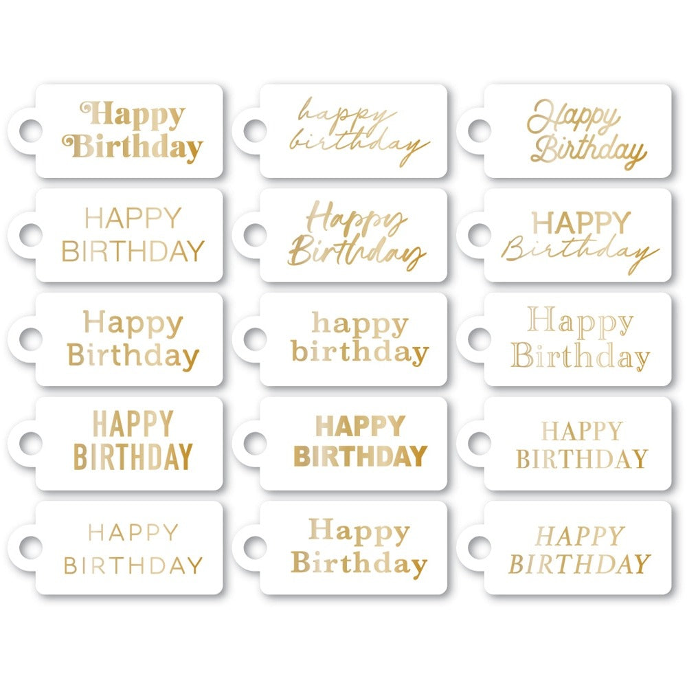 Memory Box, Foil Greeting Tabs, Happy Birthday - White