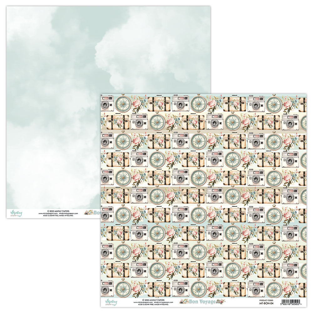 Mintay, 12X12 Patterned Paper, Bon Voyage 04