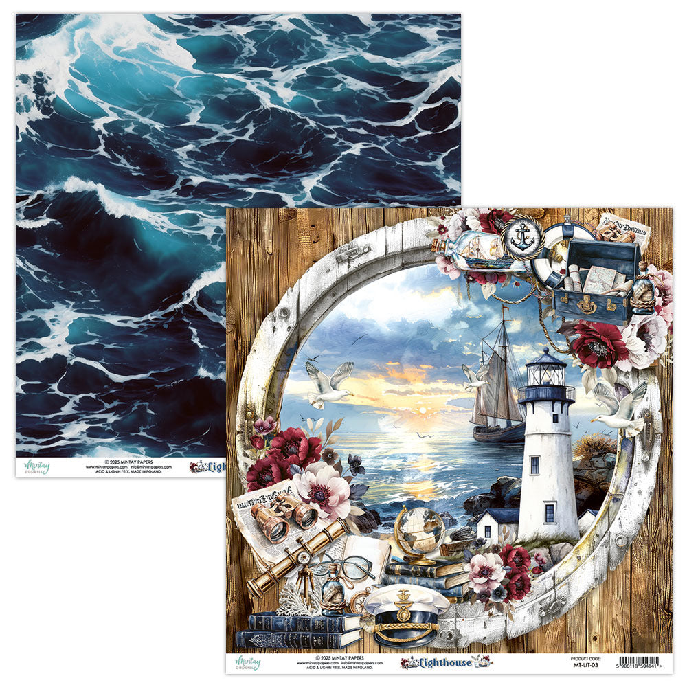 Mintay, 12X12 Patterned Paper, Lighthouse 03
