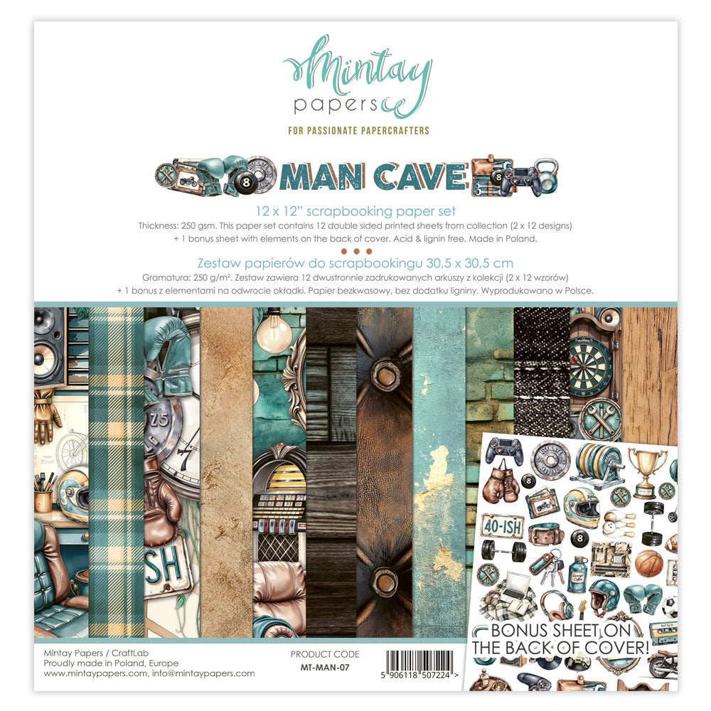 Mintay, 12X12 Paper Set, Man Cave