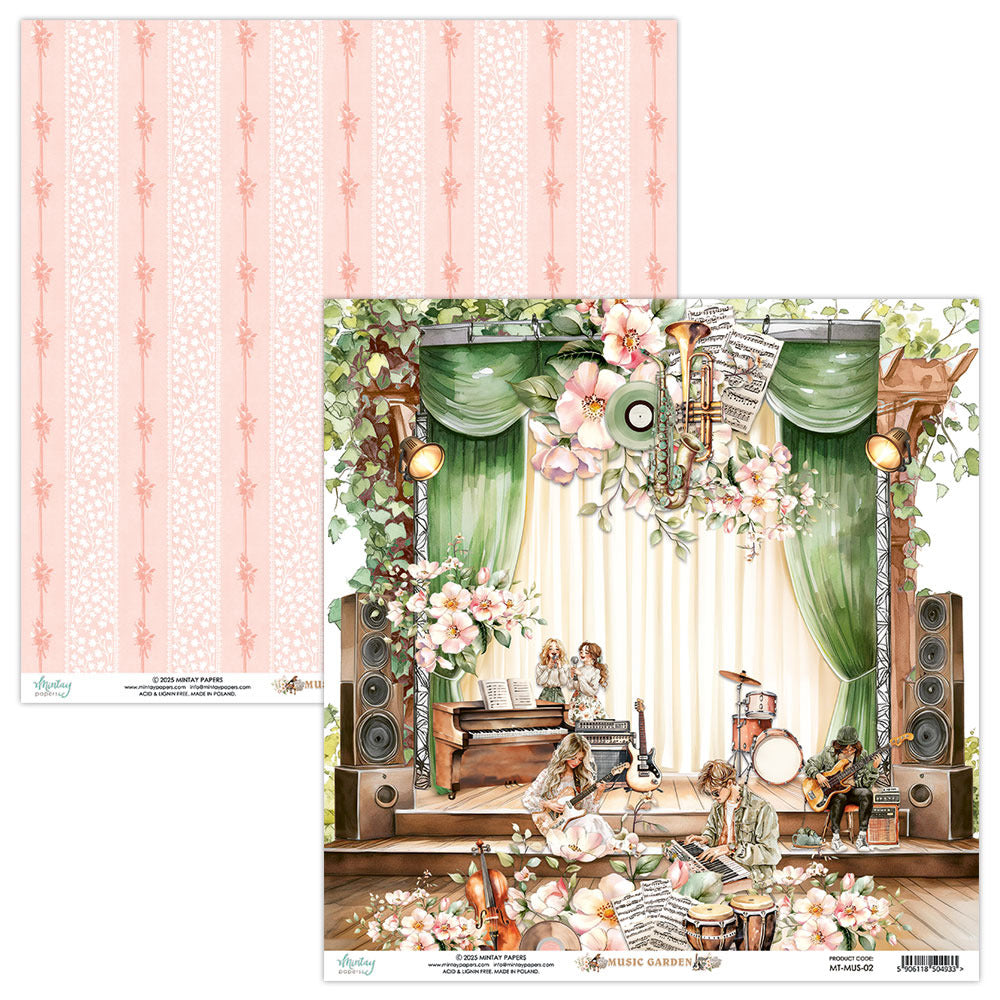 Mintay, 12X12 Patterned Paper, Music Garden 02
