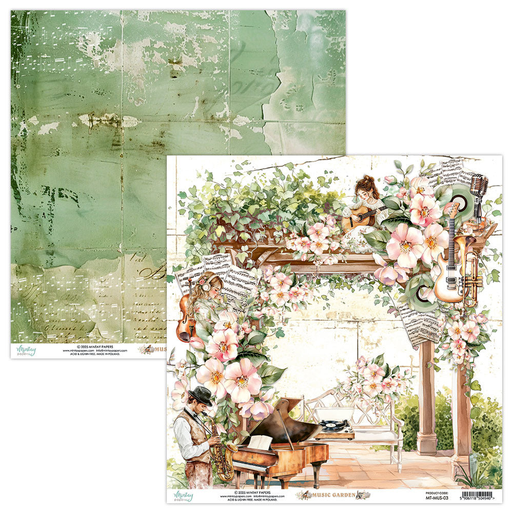 Mintay, 12X12 Patterned Paper, Music Garden 03