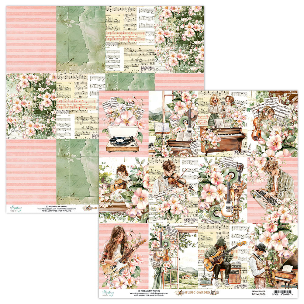 Mintay, 12X12 Patterned Paper, Music Garden 06
