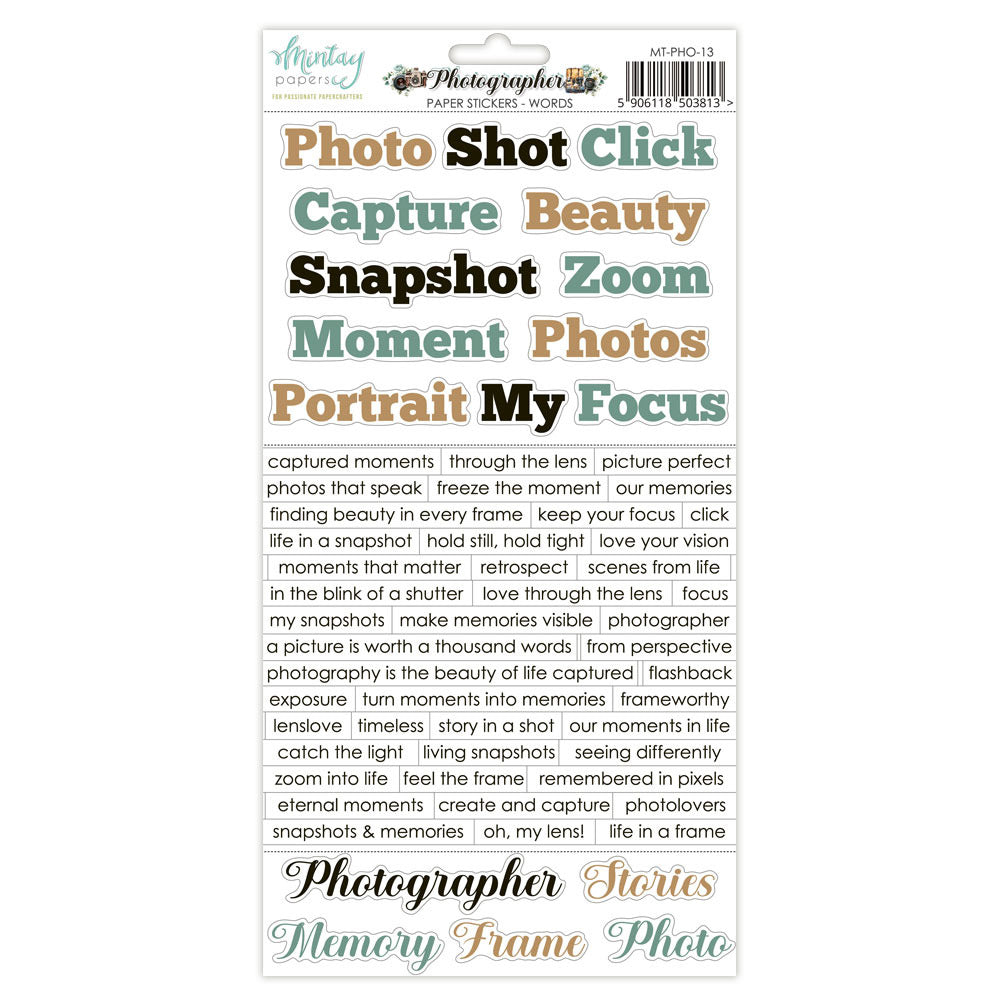 Mintay, 6X12 Paper Stickers, Photographer - Words