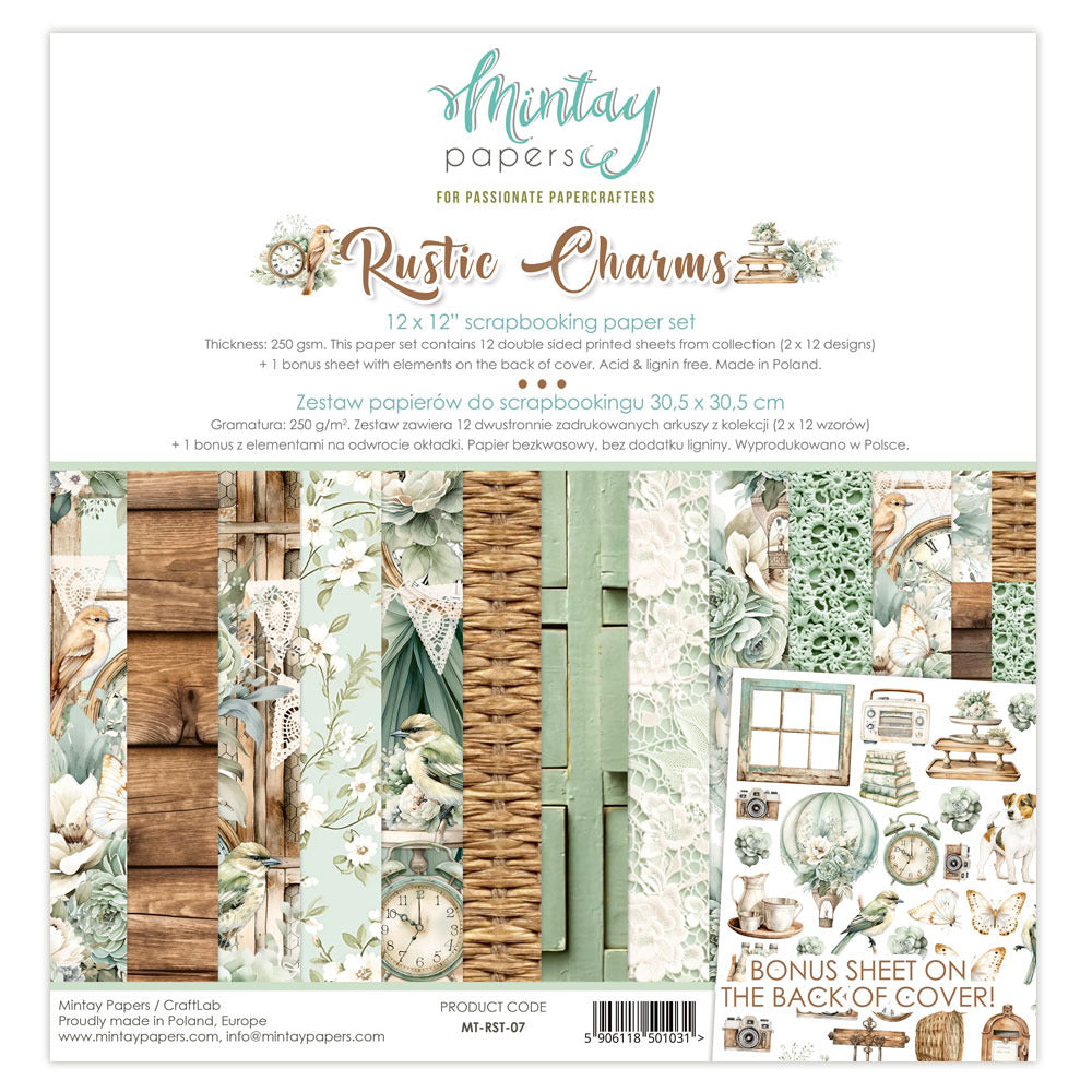 Mintay, 12X12 Paper Set, Rustic Charms