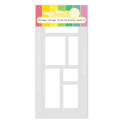Waffle Flower, Postage Collage Slimline Blocks Stencil