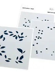 Pink Fresh Winter Berries Frame Stencil Set